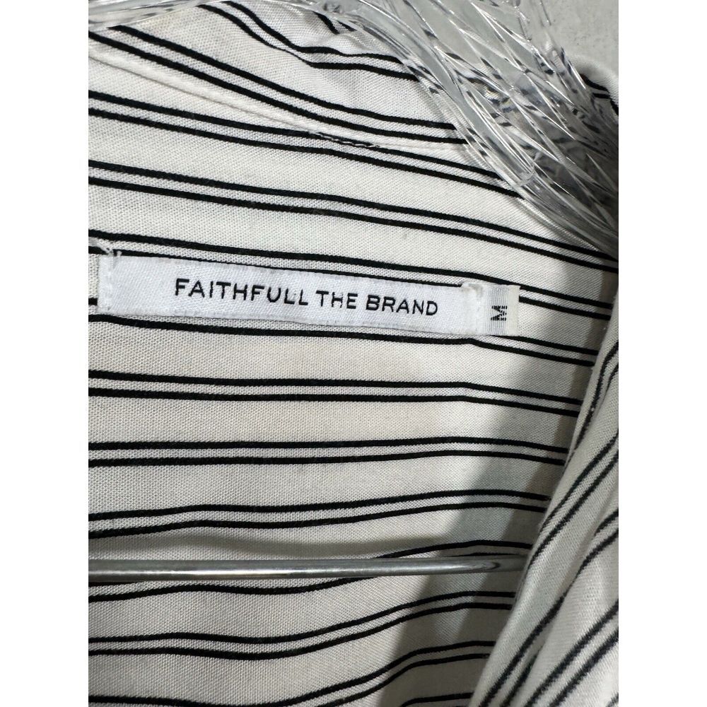 Faithfull The Brand Womens M White Black Striped Rayon Button Up Shirt‎ Dress - Picture 2 of 4